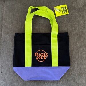 Trader Joe's Black Tote with Green Handles